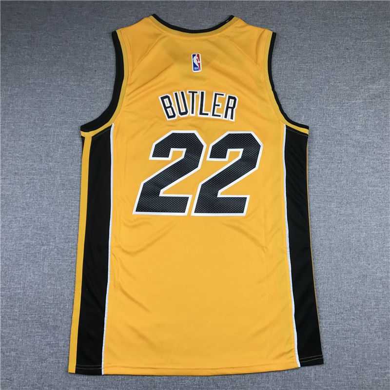 Men Miami Heat 22 Butler Yellow 2021 Nike Playoff bonus NBA Jersey